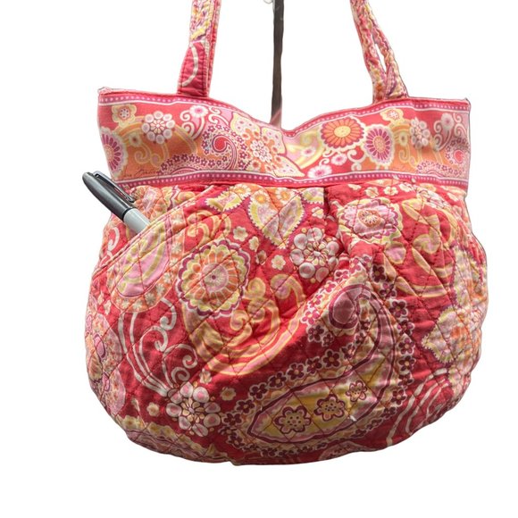 Vera Bradley Raspberry Fizz Paisley Betsy Tote Shoulder Bag Purse Pink Zip Close - Picture 4 of 15